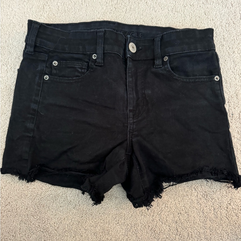 American Eagle next level stitch black denim shorts size 6